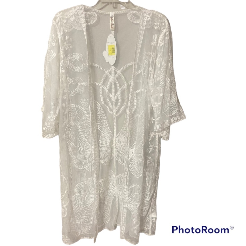 Shoreline floral lace cardigan/swimsuit cover up